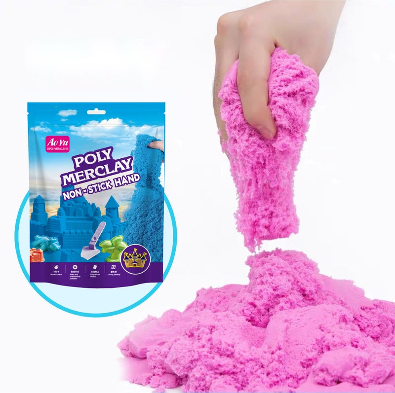 بوليمر كلاي لعبة رمل الفضاء من POLYMER CLAY - رمل سحري غير لاصق وقابل للتمدد مع قوالب، 14 لونًا - Image 1