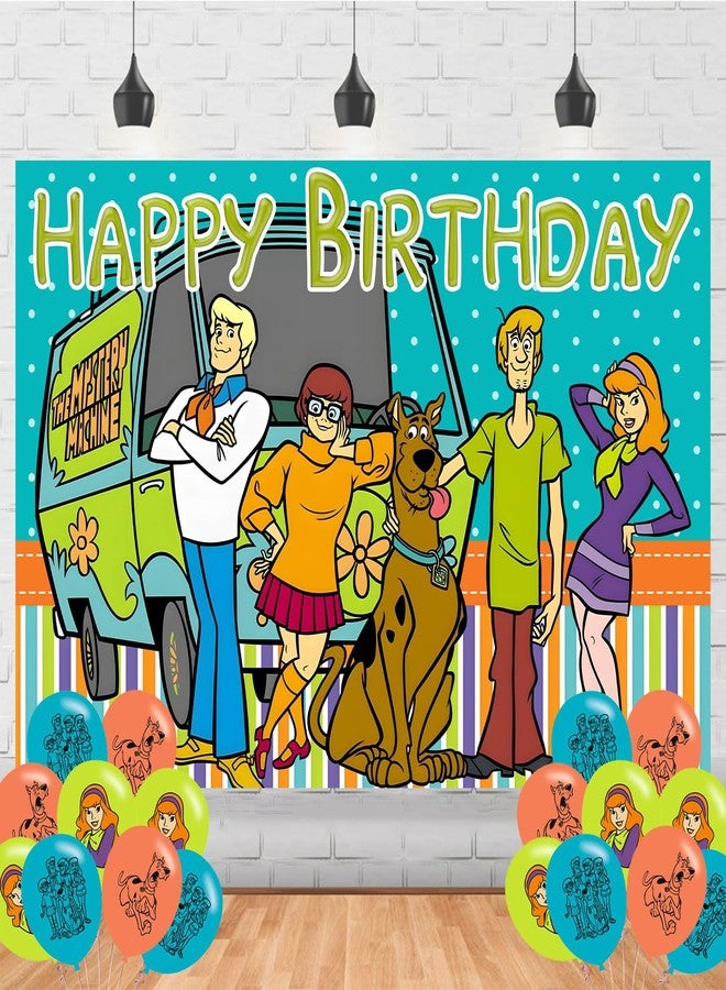 PINUO Scooby Dog Doo Birthday Party Supplies Backdrop 5x3 Cute Dog Happy Birthday Background Photography Kawaii Party Decorations Banner Photo Booth Props - Image 2