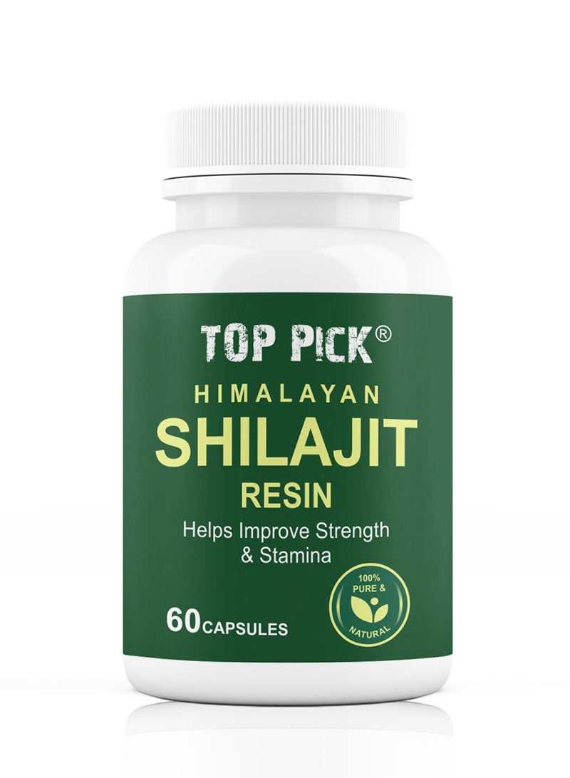 Top Pick 100% Natural Himalayan Shilajit Resin, Helps Improve Strength & Stamina, 60 Capsules