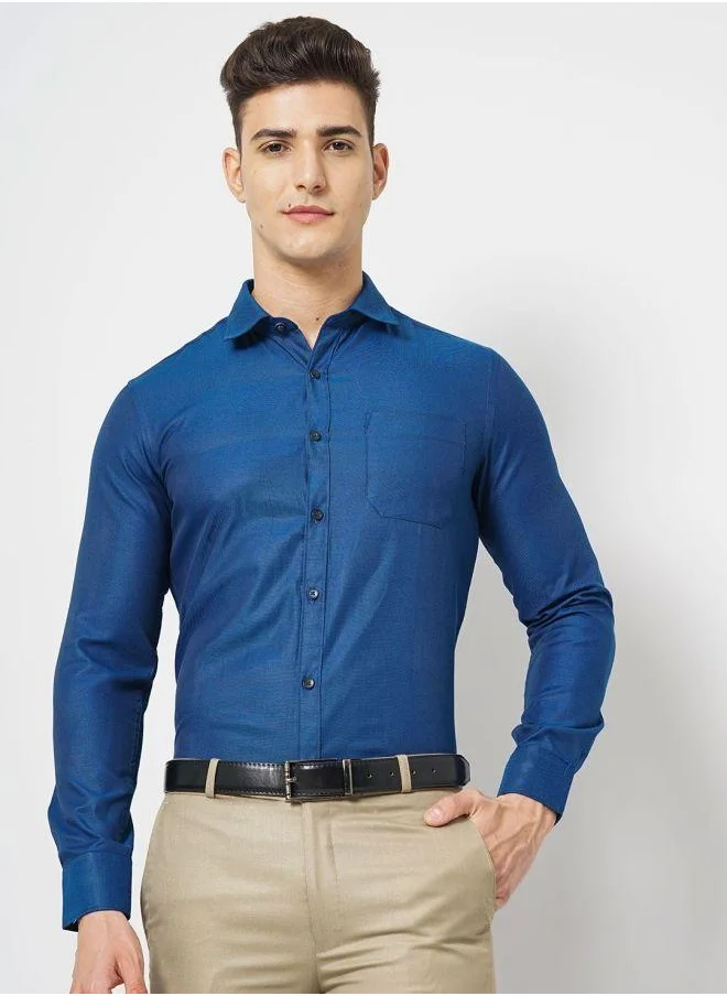 The Indian Garage Co Men Slim Fit Solid Full Sleeves Cutaway Collar Formal Shirt