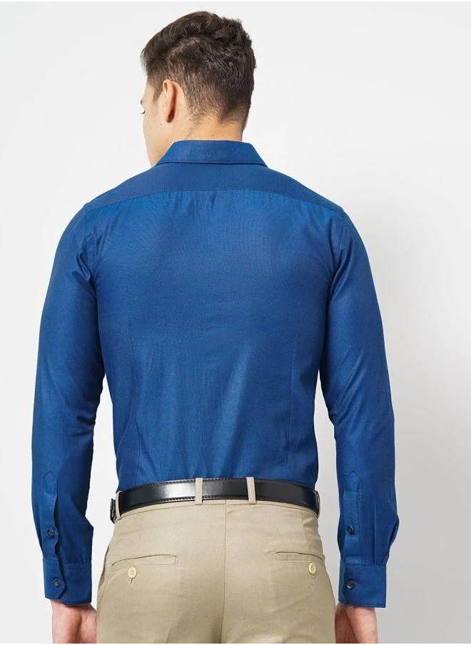 The Indian Garage Co Men Slim Fit Solid Full Sleeves Cutaway Collar Formal Shirt