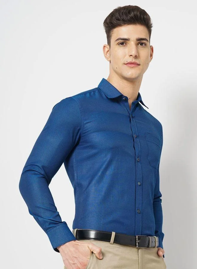 The Indian Garage Co Men Slim Fit Solid Full Sleeves Cutaway Collar Formal Shirt