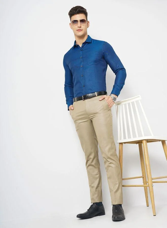 The Indian Garage Co Men Slim Fit Solid Full Sleeves Cutaway Collar Formal Shirt