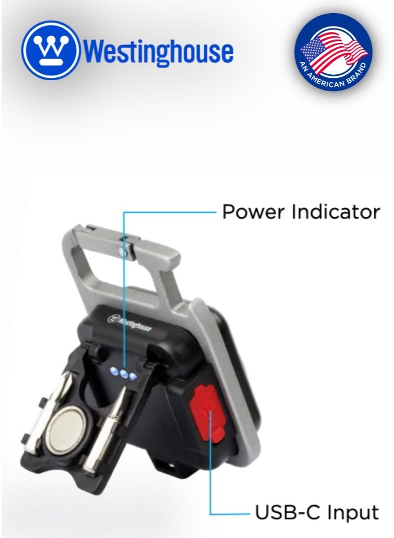 Westinghouse WF254S-CBH Rechargeable Mini Work Light – Compact LED Spotlight with USB Charging, Adjustable Stand, 600mAh Battery, Portable Hands-Free Lighting for Camping, Garage, Home & Emergency Use - Image 3
