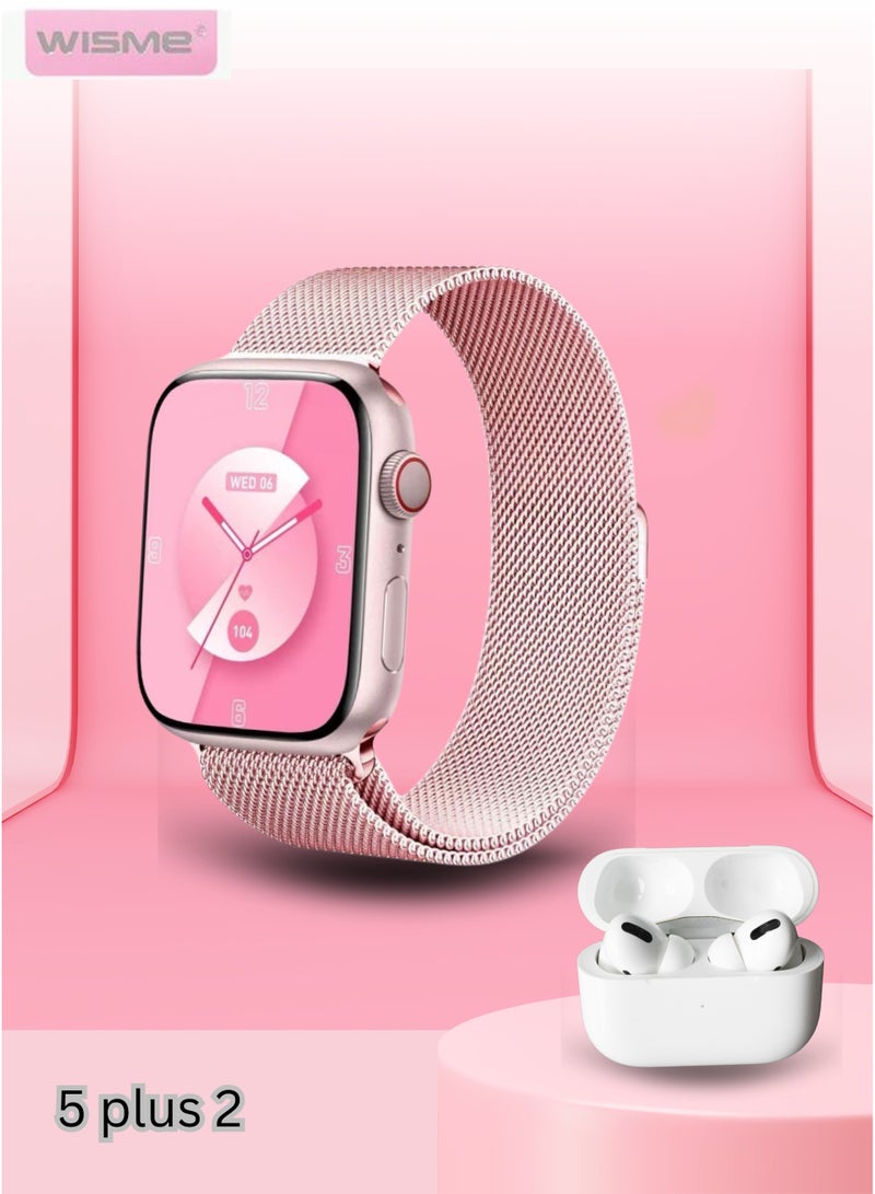 ويزمي ساعة Wisme X33 الذكية الصغيرة مع سماعات أذن لاسلكية | شاشة عالية الدقة خماسية النطاق | تصميم أنيق وصغير | ساعة ذكية لتتبع اللياقة البدنية - Image 1