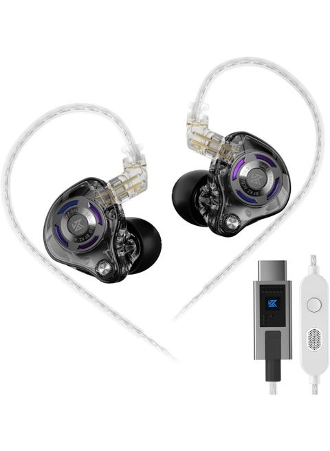 KZ Gale IEM Type-C Gaming Earphones with Built-in DSP Sound Card, 4 EQ Modes and Dual Microphone, Compatible with RedMagic, USB-C iPhone, iPad, Samsung, PC and Laptops, Low-Latency In-Ear Gaming Headphones for PUBG Mobile, Free Fire, Valorant and CS2 (with Mic)
