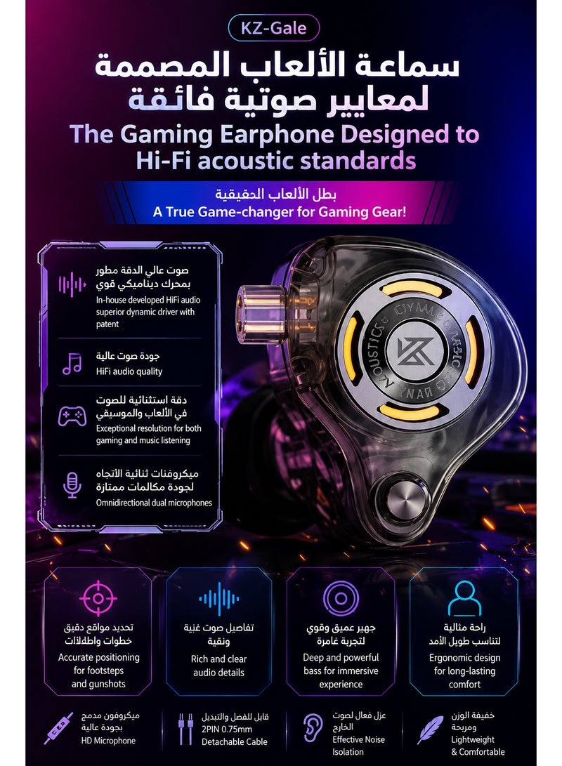 KZ Gale IEM Type-C Gaming Earphones with Built-in DSP Sound Card, 4 EQ Modes and Dual Microphone, Compatible with RedMagic, USB-C iPhone, iPad, Samsung, PC and Laptops, Low-Latency In-Ear Gaming Headphones for PUBG Mobile, Free Fire, Valorant and CS2 (with Mic) - Image 2