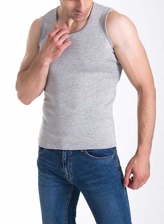 Flygo Mens Cotton Winter Warm Thermal Tank Top Fleece Lined Underwear Sleeveless Vest (Light Grey, Small) - Image 3