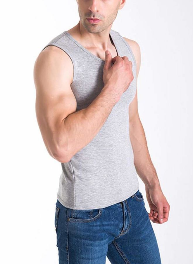 Flygo Mens Cotton Winter Warm Thermal Tank Top Fleece Lined Underwear Sleeveless Vest (Light Grey, Small) - Image 4