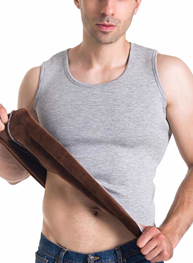 Flygo Mens Cotton Winter Warm Thermal Tank Top Fleece Lined Underwear Sleeveless Vest (Light Grey, Small) - Image 1