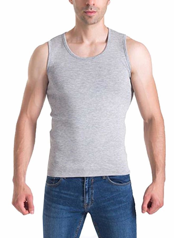 Flygo Mens Cotton Winter Warm Thermal Tank Top Fleece Lined Underwear Sleeveless Vest (Light Grey, Small) - Image 2