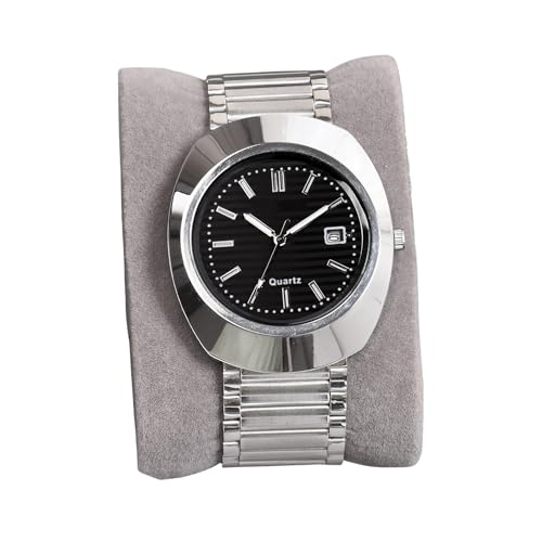 SWADESI STUFF Men's Black Stylish Analog Watch with Date Display | Stainless Steel Silver Strap (Black) - Image 1