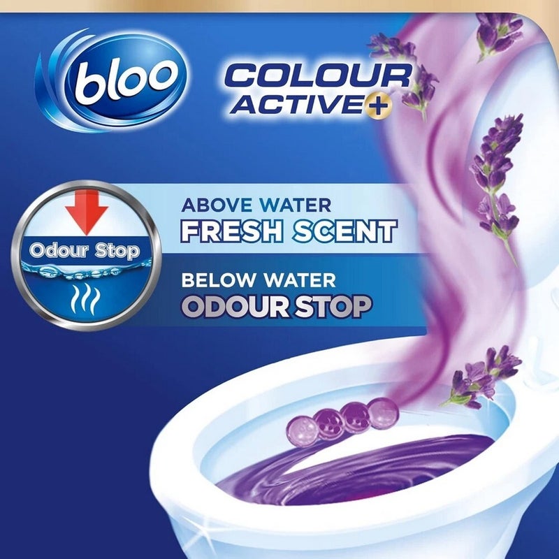 Bloo Colour Active Toilet Block 2x50g Lavendar – Rim Hanger Freshener for Toilet Cleaning, Stain Removal & Long-Lasting Fragrance - Image 4