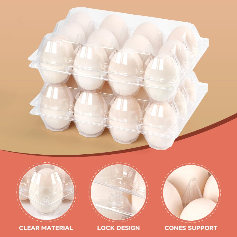 YIFIHGE 60 Pack Egg Cartons Cheap Bulk 1 Dozen Jumbo Egg Cartons Extra Large Duck Egg Holders with Sticker Labels Clear Empty Plastic Egg Containers for Home Ranch Farm Commercial Market Display - Image 5