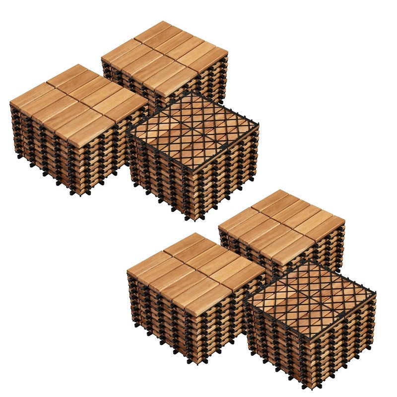 Yaheetech 54pcs Acacia Wood,Interlocking Deck Tiles with Non-Slip Surface,Easy Snap Waterproof Flooring Tiles for Indoor Outdoor,Cracking Resistant Patio Backyard Decor for All Weather Use,Wood - Image 1