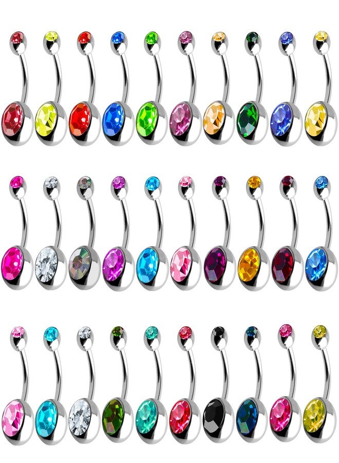 Outee 30 Pcs 14G Belly Button Rings for Women Belly Bars Stainless Steel Navel Piercing Jewelry - Image 1