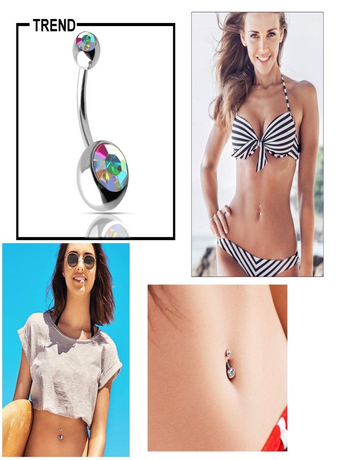 Outee 30 Pcs 14G Belly Button Rings for Women Belly Bars Stainless Steel Navel Piercing Jewelry - Image 3
