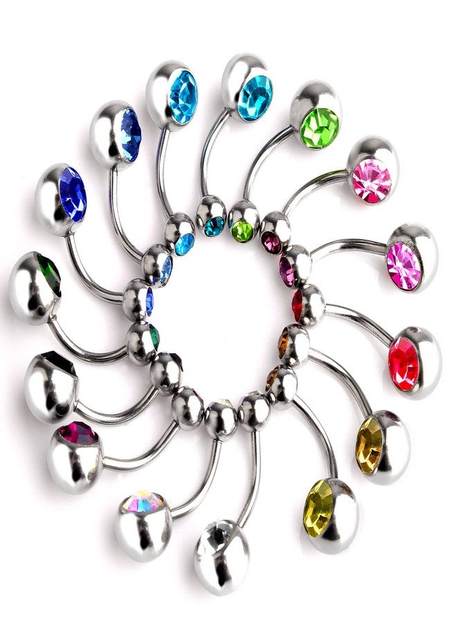 Outee 30 Pcs 14G Belly Button Rings for Women Belly Bars Stainless Steel Navel Piercing Jewelry - Image 2