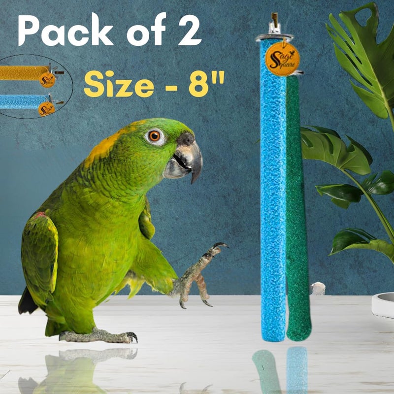 Sage Square مجموعة من 2 قاعدة خشبية طبيعية للطيور (خفيفة الوزن) (الحجم - 8 بوصات) - Image 5