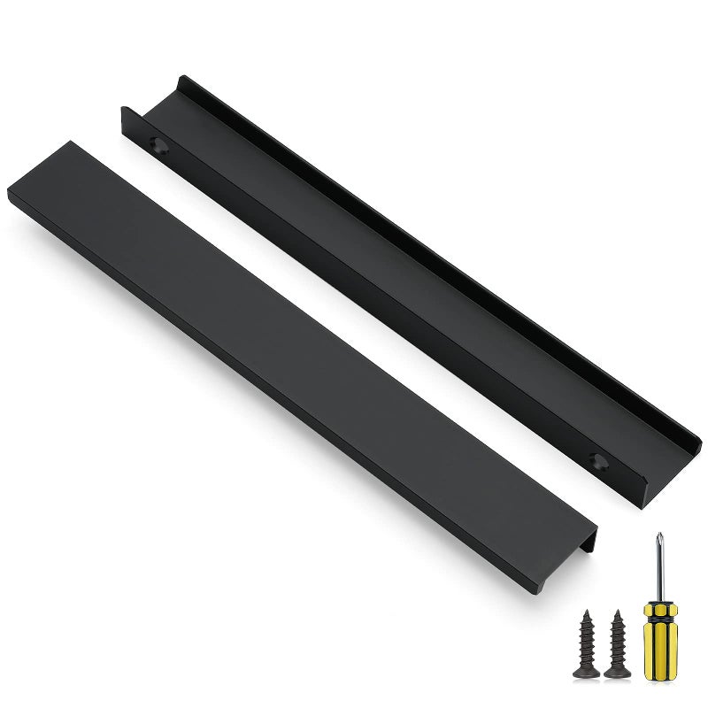Ravinte 10 Pack Finger Pulls for Cabinets 254mm10 Length Black Edge Pulls Matte Black Finger Cabinet Concealed Handles for Kitchen Drawer Tab Handle - Image 2