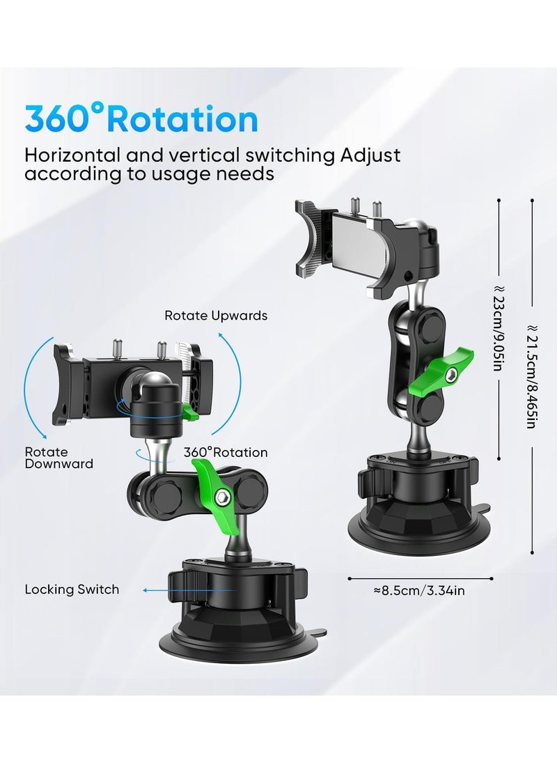 ELTRAZONE Car Phone Mount for Video Recording – Universal Magic Arm Suction Holder for Windshield, Dashboard & Vlog Shooting – Hands-Free Smartphone Stand with 360° Rotation, Strong Suction Cup, Adjustable Viewing Angle – Perfect for Vloggers, Content Creators, and GPS Navigation - Image 5