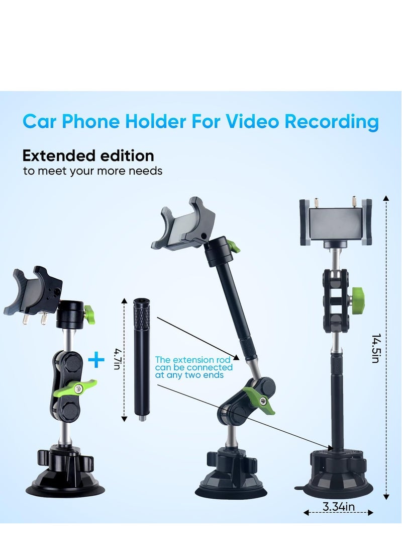 ELTRAZONE Car Phone Mount for Video Recording – Universal Magic Arm Suction Holder for Windshield, Dashboard & Vlog Shooting – Hands-Free Smartphone Stand with 360° Rotation, Strong Suction Cup, Adjustable Viewing Angle – Perfect for Vloggers, Content Creators, and GPS Navigation - Image 4