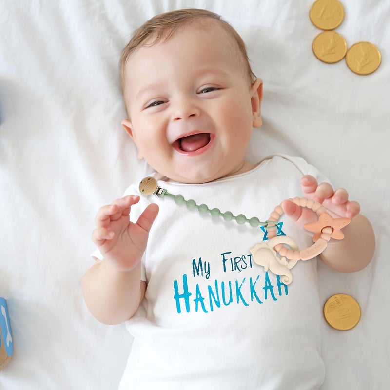 Eoopoon Silicone Teething Ring Toy Baby Teether Toys with Rattles BPA Free Sensory Chew Toys for Babies 3612 Months to Soothe Sore Gums Great Shower Christmas GiftBlush - Image 4