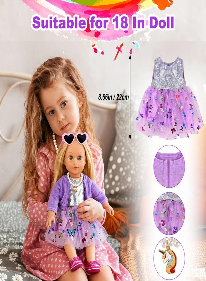 Faburo 28Pcs American 18 Inch Doll Clothes Accessories Stuff, Tote Bag Set for 18" Dolls Including Suitcase, Jacket, Sequin Skirt, Shoes, Camera, 6 DIY Stickers Toy Stuff Furniture (No Doll) - Image 2
