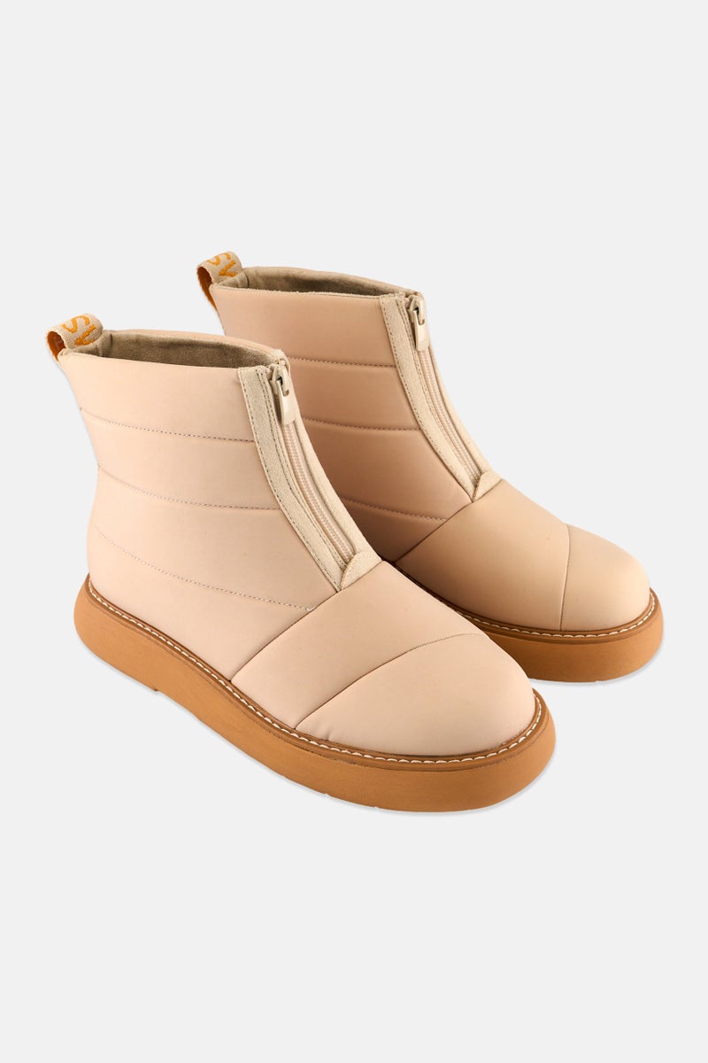 TOMS Women Alpargata Mallow Puffer Zipper Closure Ankle Boots, Beige - Image 1