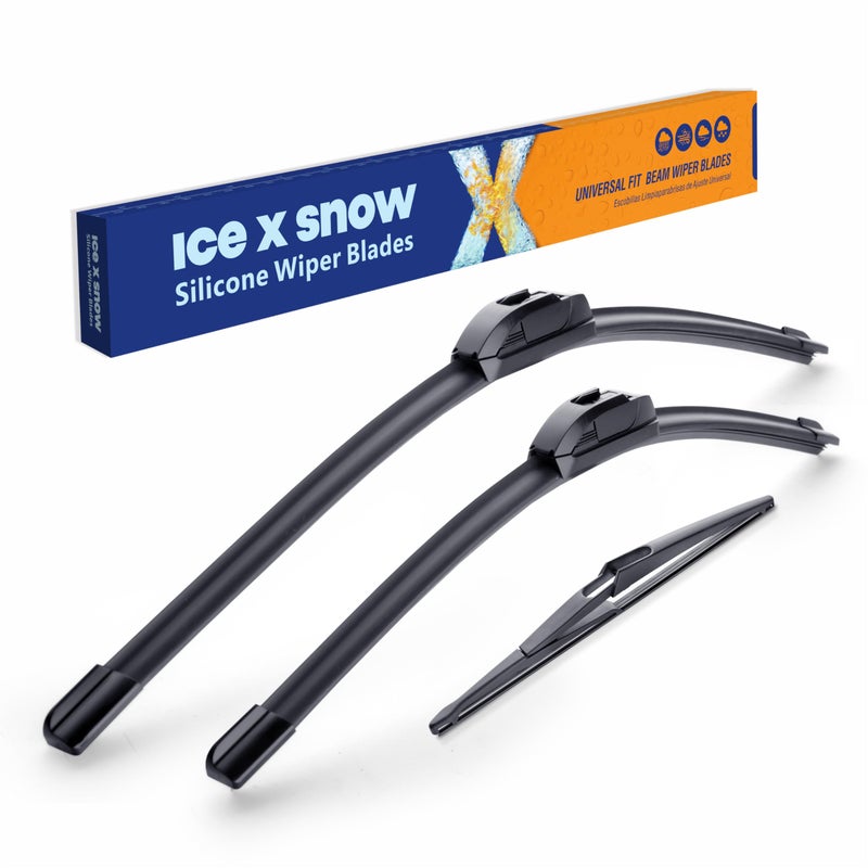 شفاطات زجاج أمامي سيليكون ICEXSNOW بديل لسيارة نيسان روج 20232013 وباثفايندر 20212013 مجموعة شفاطات زجاج أمامي سيليكون 261712 أمامية وخلفية