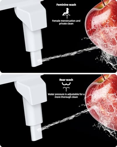 Hibbent Bidet Attachment for Toilet, Non-Electric Dual Nozzle for Frontal & Rear Wash, Adjustable Water Pressure Control, Fresh Water Bidet Toilet Seat, Self Cleaning Water Sprayer, White - Image 3