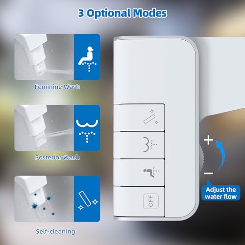 Hibbent Bidet Attachment for Toilet, Non-Electric Dual Nozzle for Frontal & Rear Wash, Adjustable Water Pressure Control, Fresh Water Bidet Toilet Seat, Self Cleaning Water Sprayer, White - Image 2