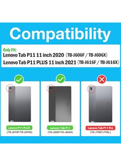 Procases Lenovo Tab P11 Plus 2021 Tab P11 Case 2020 11 Inch For Tb-J616F Tb-J616X Tb-J606F Tb-J606X Slim Shockproof Stand Folio Protective Hard Shell Cover For Lenovo Tab P11 Tab P11 Plus 11 Inch -Black  - Image 2