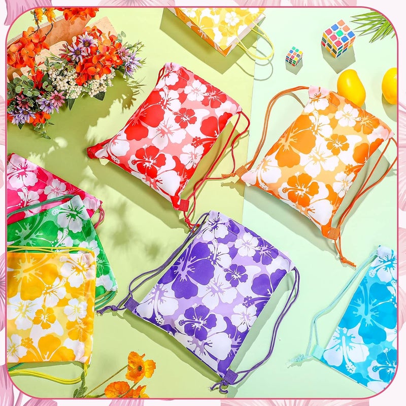 Teling حقائب هدايا حفلة تيلين هيبسكوس مع حبل سحب - حقيبة لواو استوائية - حقائب هدايا لعيد الميلاد وحفلات استحمام الأطفال - 14 قطعة بأسلوب جديد - Image 4