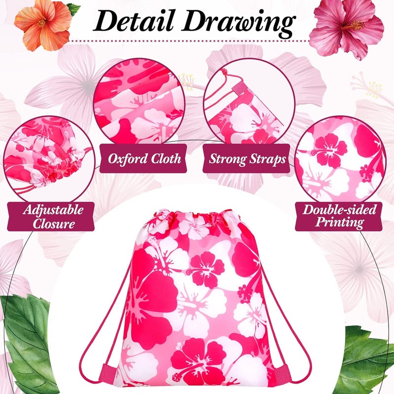 Teling حقائب هدايا حفلة تيلين هيبسكوس مع حبل سحب - حقيبة لواو استوائية - حقائب هدايا لعيد الميلاد وحفلات استحمام الأطفال - 14 قطعة بأسلوب جديد - Image 3