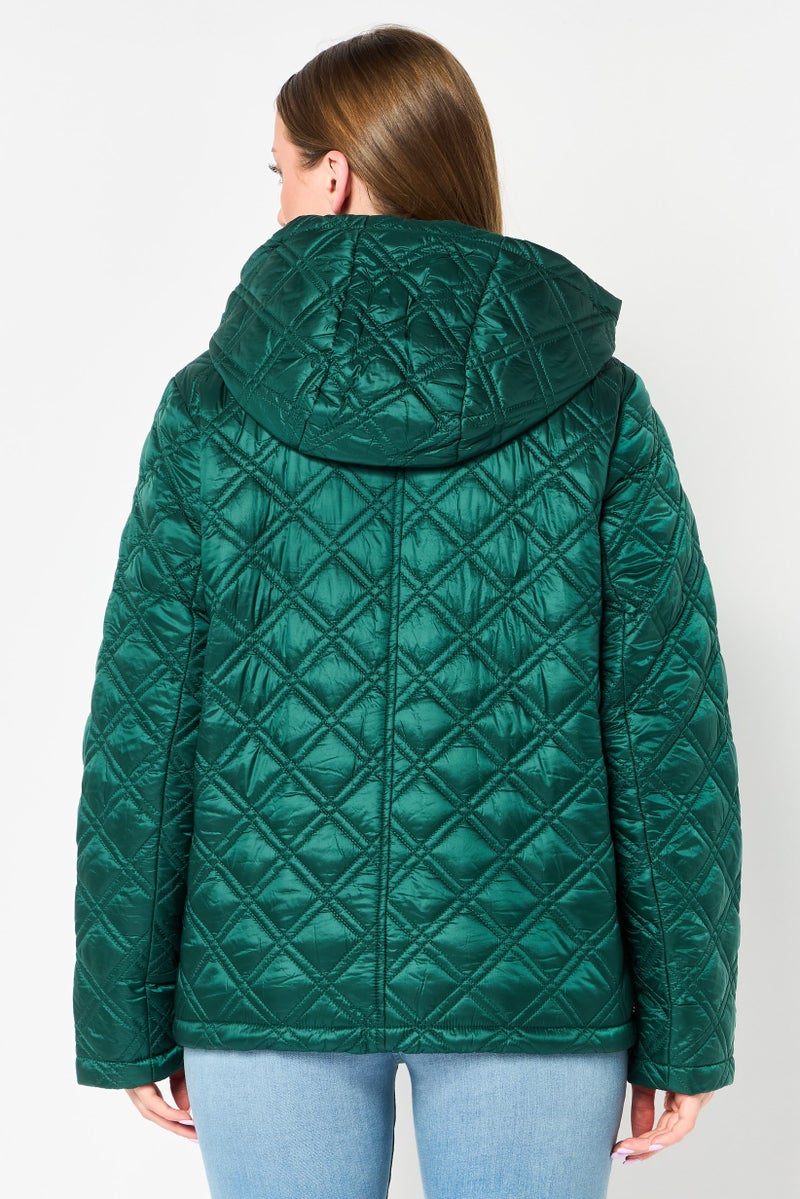 Michael Kors Women Quilted Puffer Jacket, Dark Emerald - Image 4