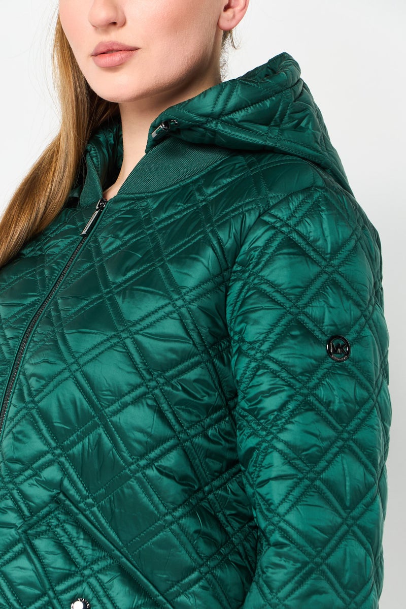 Michael Kors Women Quilted Puffer Jacket, Dark Emerald - Image 3