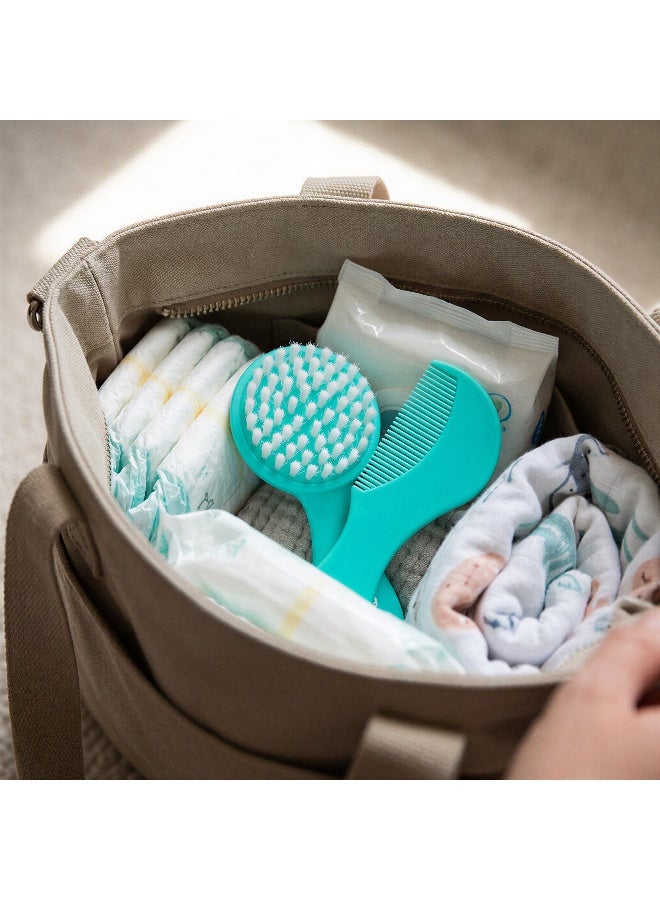 Playgro Gentle Touch Brush and Comb – Turquoise – Soft Baby Hair Brush & Comb Set for Newborns, Infants & Toddlers, Gentle Grooming Essentials for Delicate Hair & Scalp - Image 4