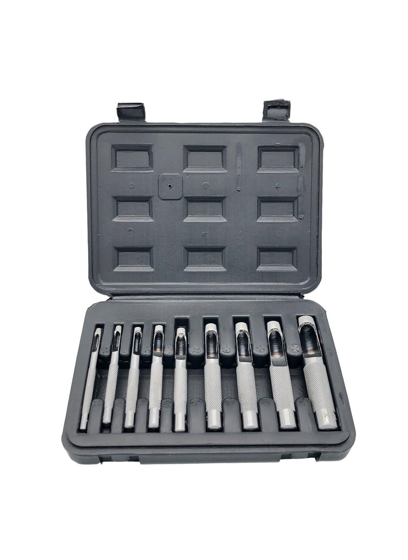 UPTODATETOOLS UpToDateTools 9Pcs Round Steel Hollow Punch Set 3mm to 12mm Leather Craft Hollow Hole Punch Tools For Leather Watch Band Gasket Belt Shoe Etc  - Image 4