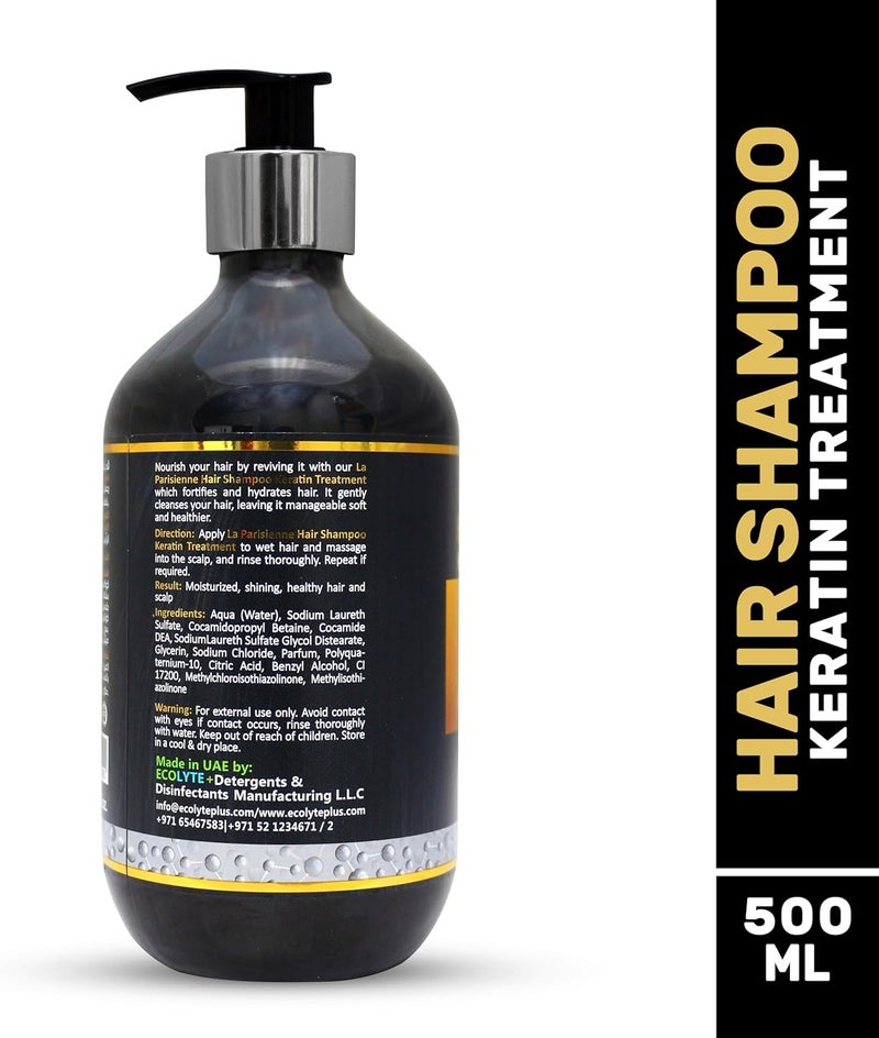 ECOLYTE+ La Parisienne Premium Luxury Hair Shampoo with Keratin Treatment - 500 ml - Image 2