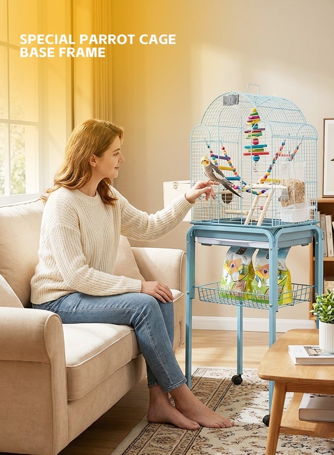 Ammar Space LIght Blue Large Bird Cage Metal Parrot Cage with Perches & Feeders Indoor Decorative Bird Cage for Budgie Cockatiel Lovebirds 43×30.5×57.5cm - Image 4