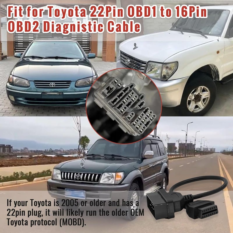 AMHTDOL OBD Adapter for Toyota 22 Pin to 16 Pin OBD2 - Image 2