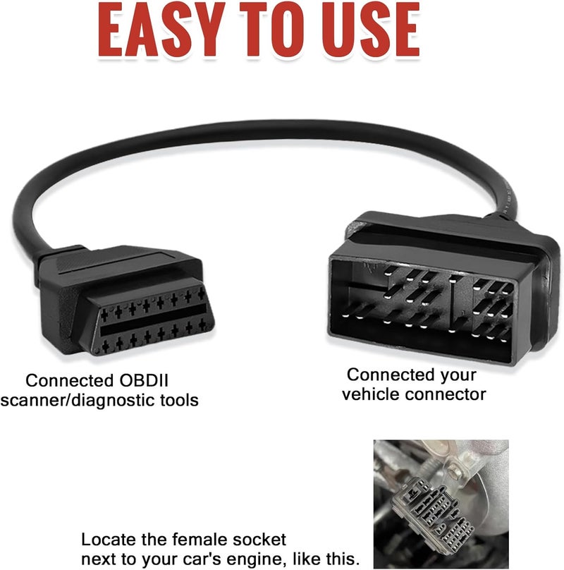 AMHTDOL OBD Adapter for Toyota 22 Pin to 16 Pin OBD2 - Image 3