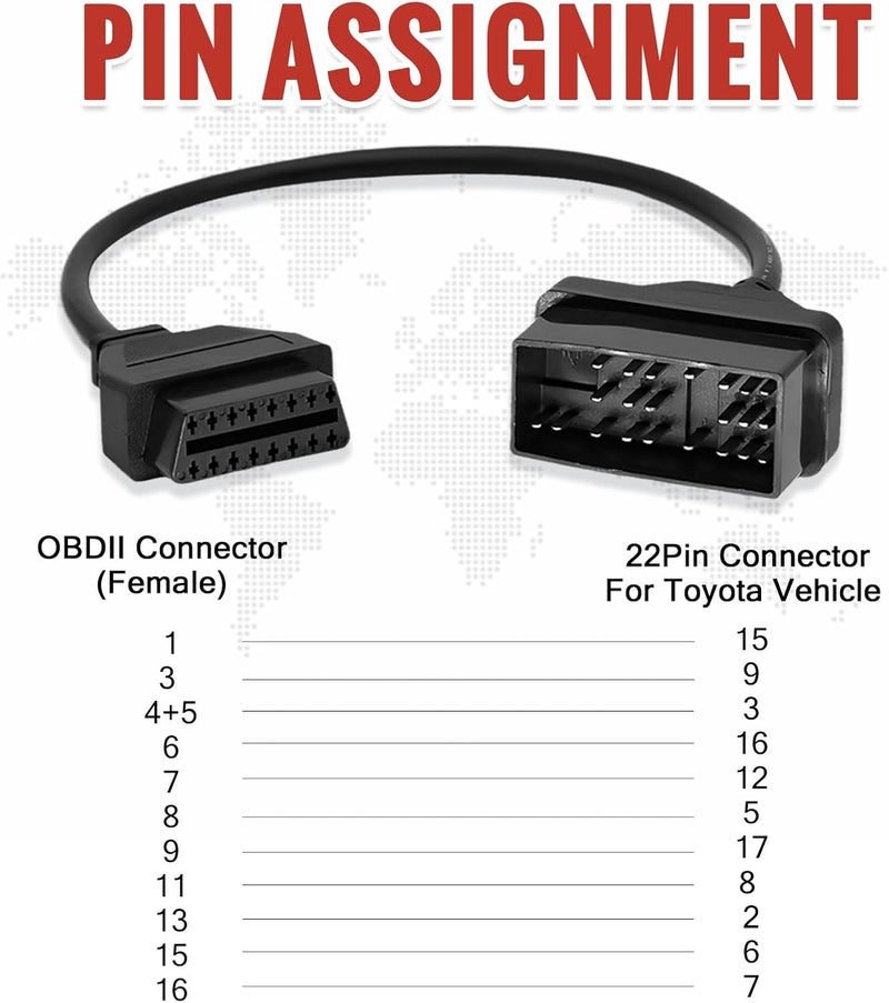 AMHTDOL OBD Adapter for Toyota 22 Pin to 16 Pin OBD2 - Image 4
