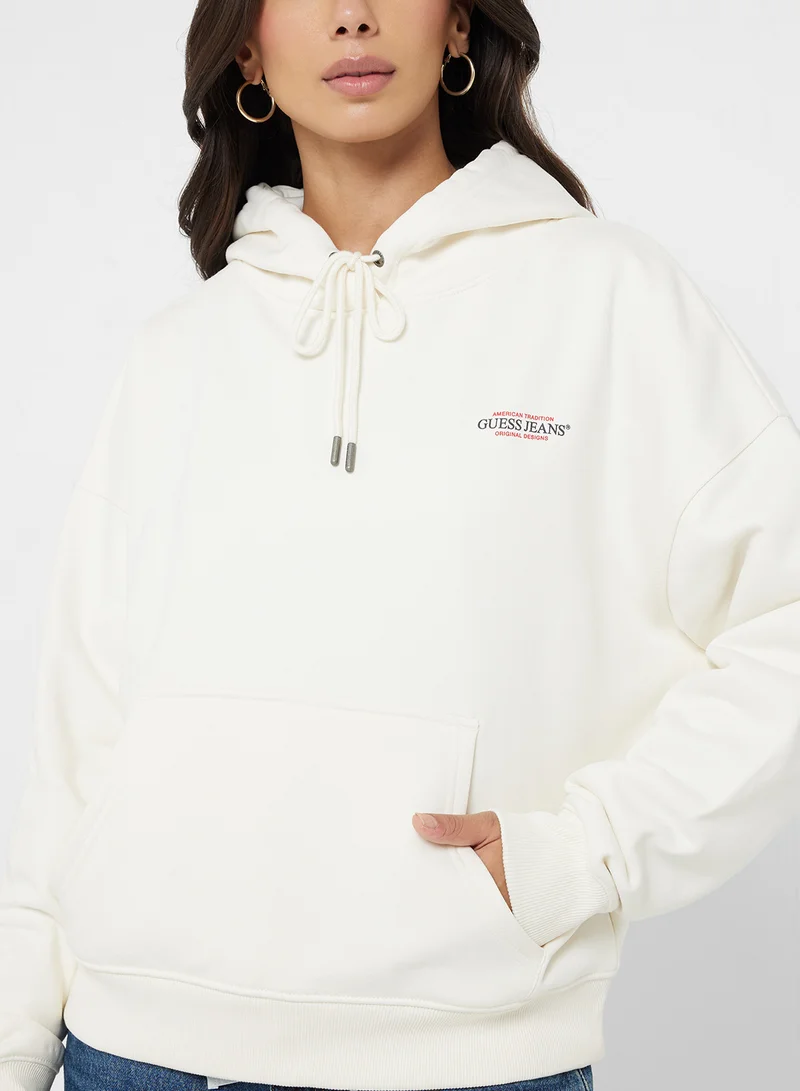 Guess Jeans Logo Detail Drawstring Hoodie