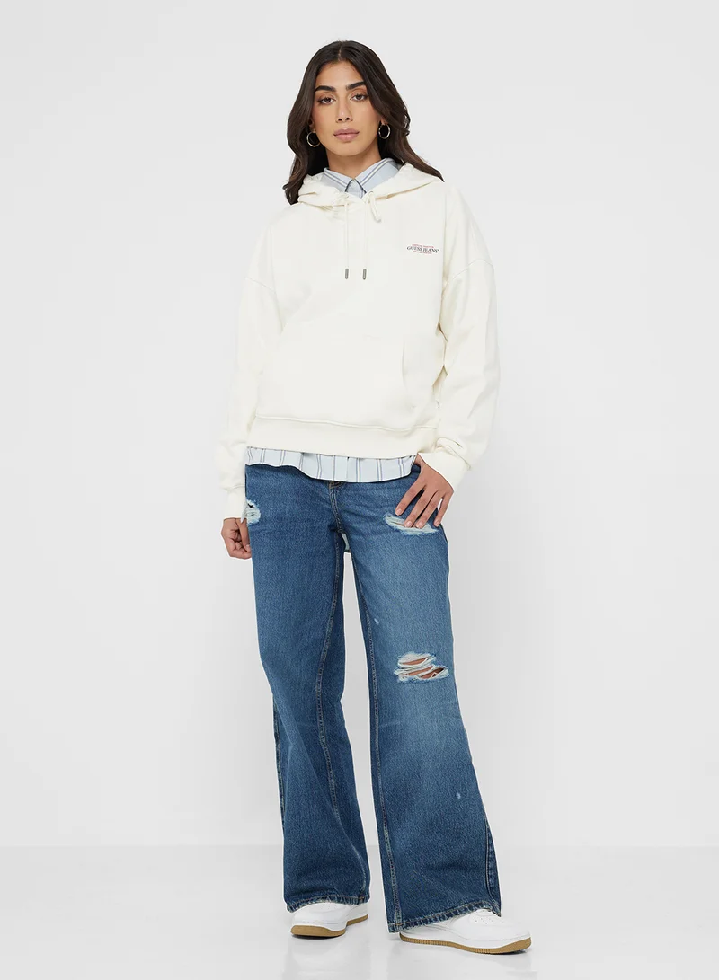 Guess Jeans Logo Detail Drawstring Hoodie