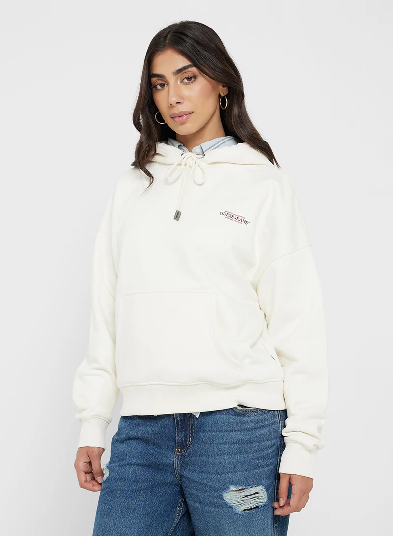 Guess Jeans Logo Detail Drawstring Hoodie