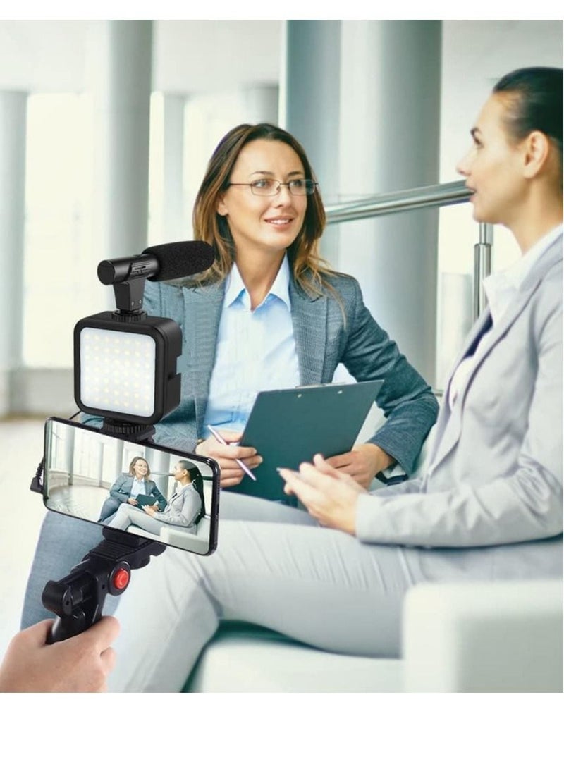 Smartphone & Camera Vlogging Studio Kits Video Shooting Photography Suit with Microphone LED Fill Light Mini Tripod - Image 5