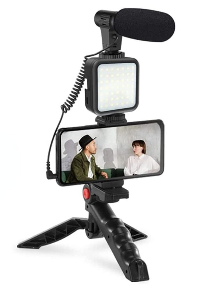 Smartphone & Camera Vlogging Studio Kits Video Shooting Photography Suit with Microphone LED Fill Light Mini Tripod - Image 1