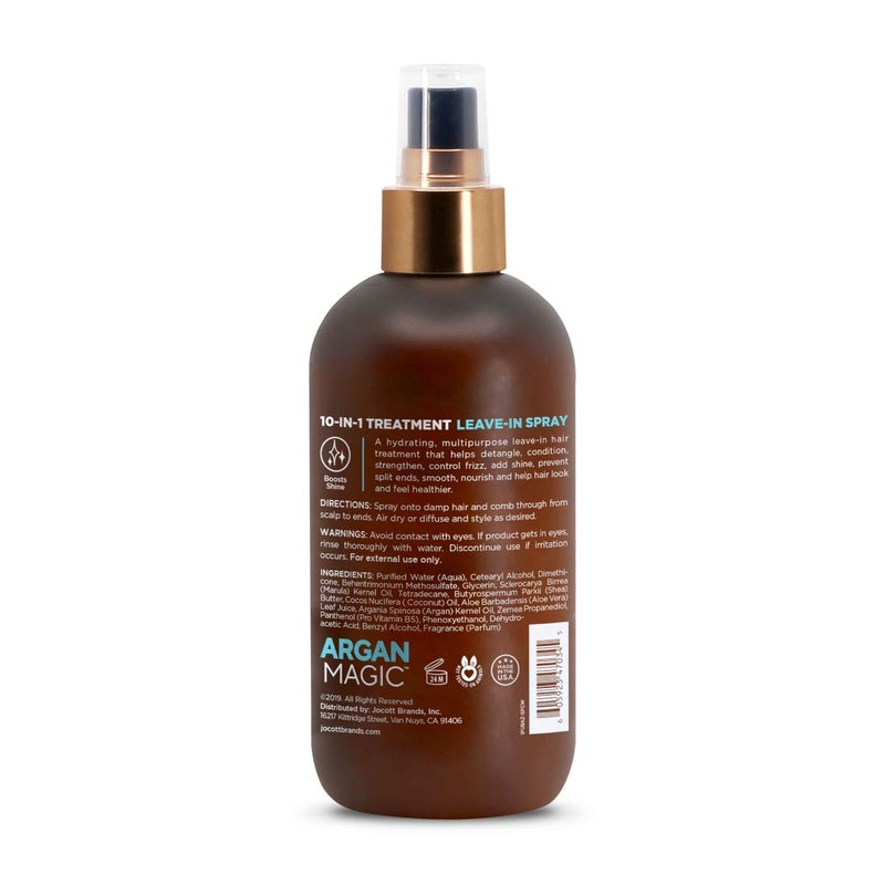 Argan Magic 10 in 1 Hair Treatment & Stylizing Multipurpose Leave in Spray for all Hair Types | Made in USA | Paraben Free | Cruelty Free (8 oz) - Image 1